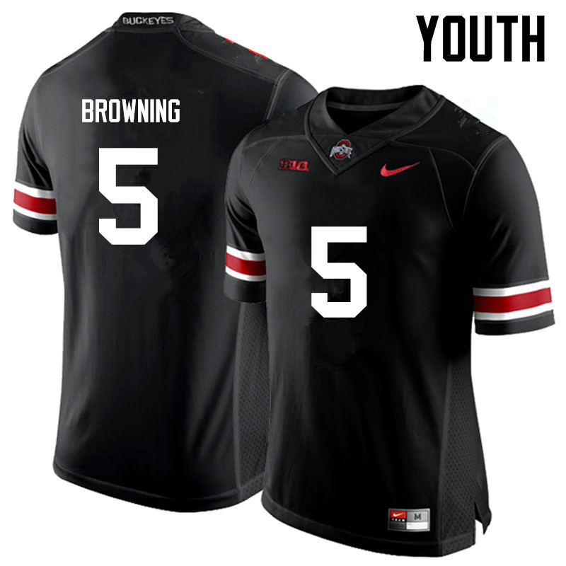 Ohio State Buckeyes Baron Browning Youth #5 Black Game Stitched College Football Jersey